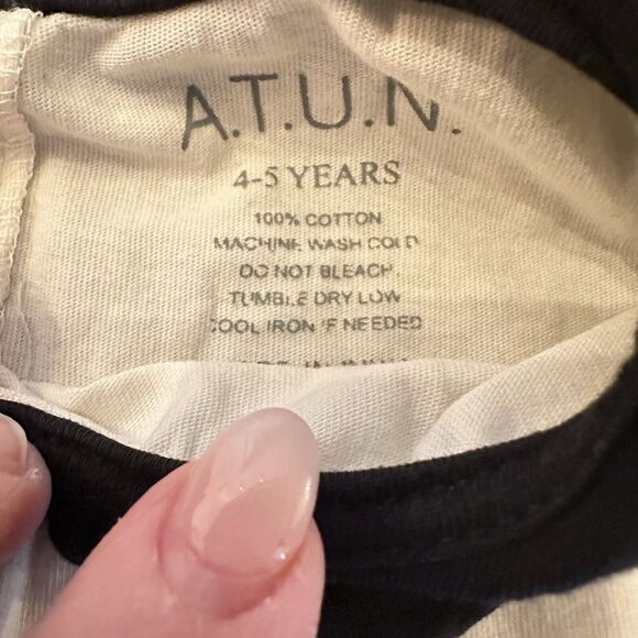 ATUN Girls Ivory Black Peter Pan A Line Dress 4-5 Years C13 - Picture 2 of 8